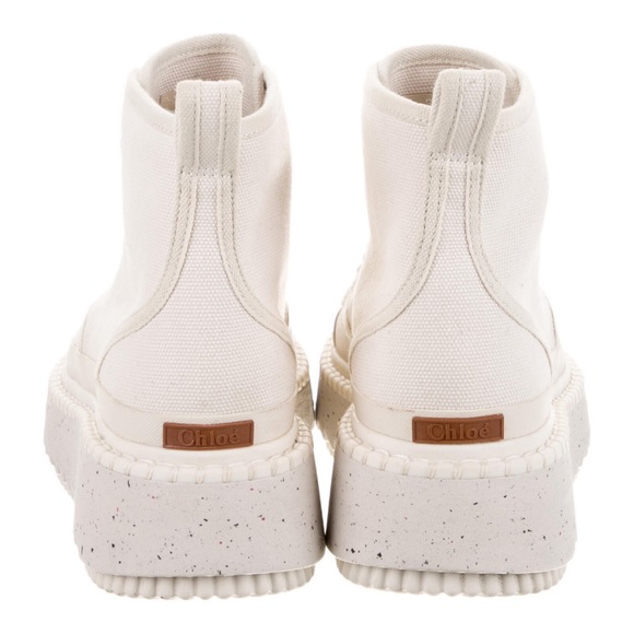 Chloe off white canvas platform combat boot size 8 38 chunky boho casual - Picture 4 of 5